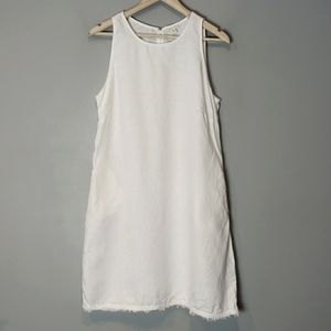 Garnet Hill Linen dress Fringe-Hem A-Line White Sea Salt Womens 10